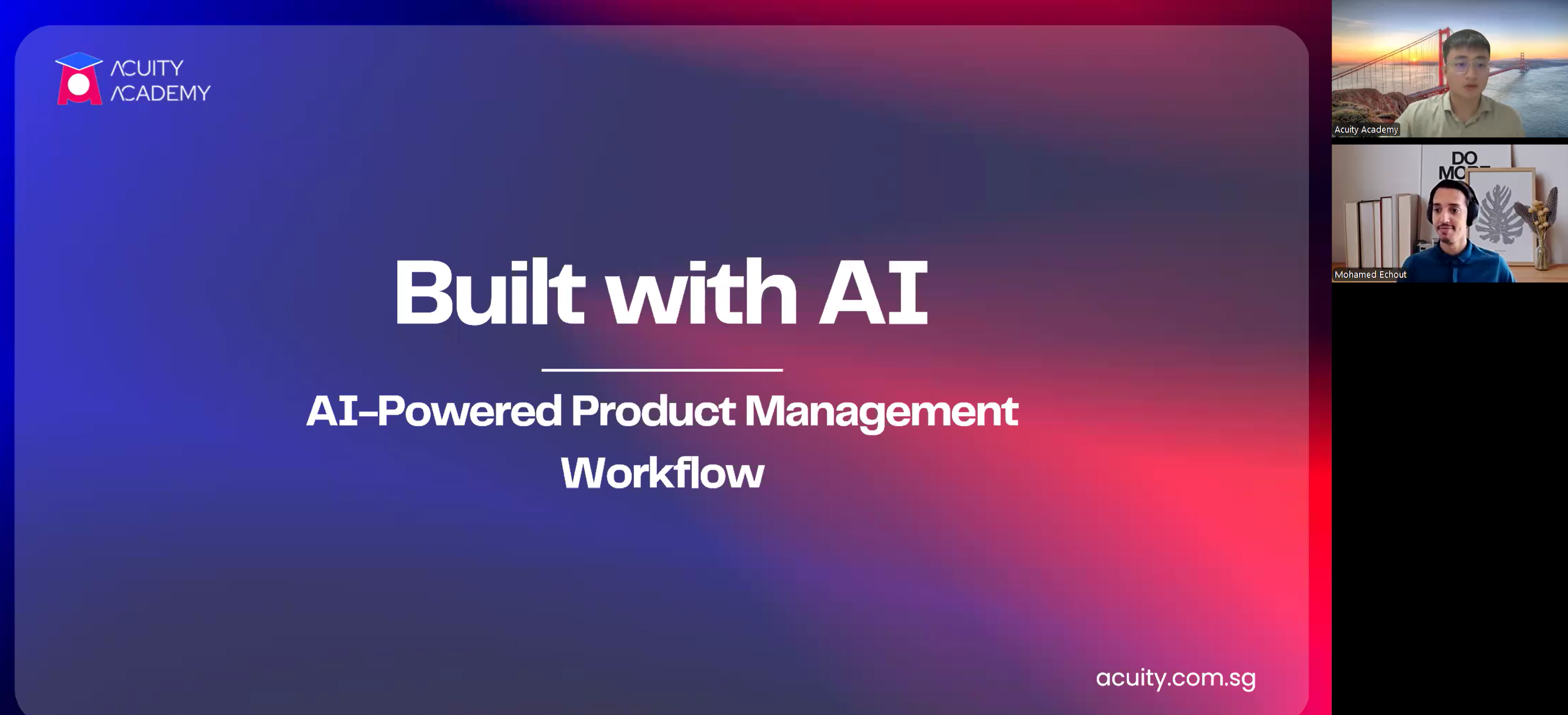 AI Product Management webinar — live session view.