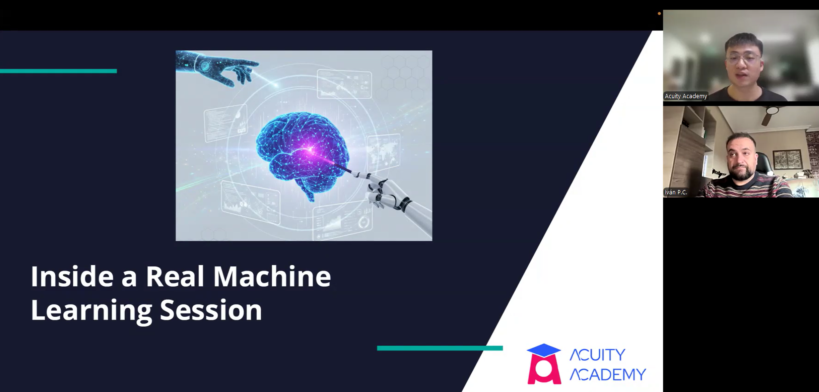 Machine Learning Foundation webinar — live session view.